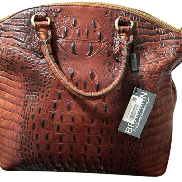 BRAHMIN Large Duxbury Crocodile-Embossed Dome Satchel NWT - Picture 5 of 9